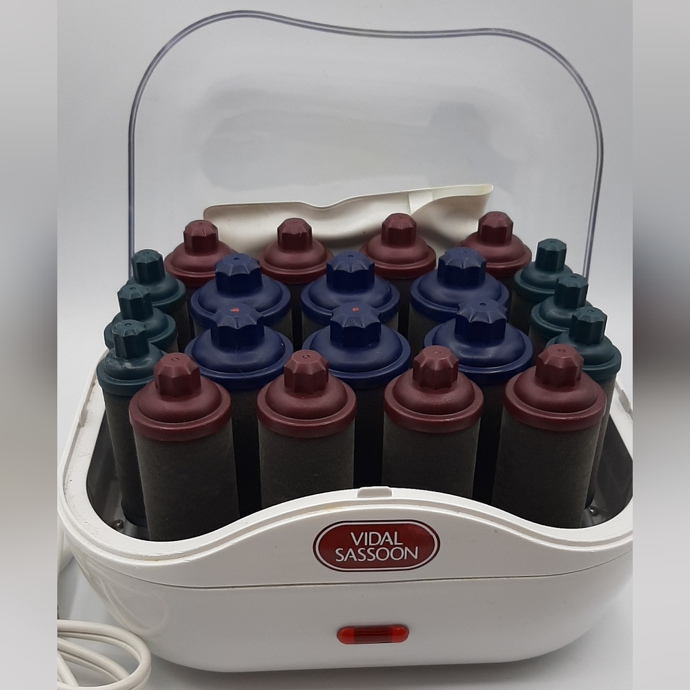 Vidal Sassoon VS334-F Hair 20 Hot Rollers & Clips Vintage Working Condition